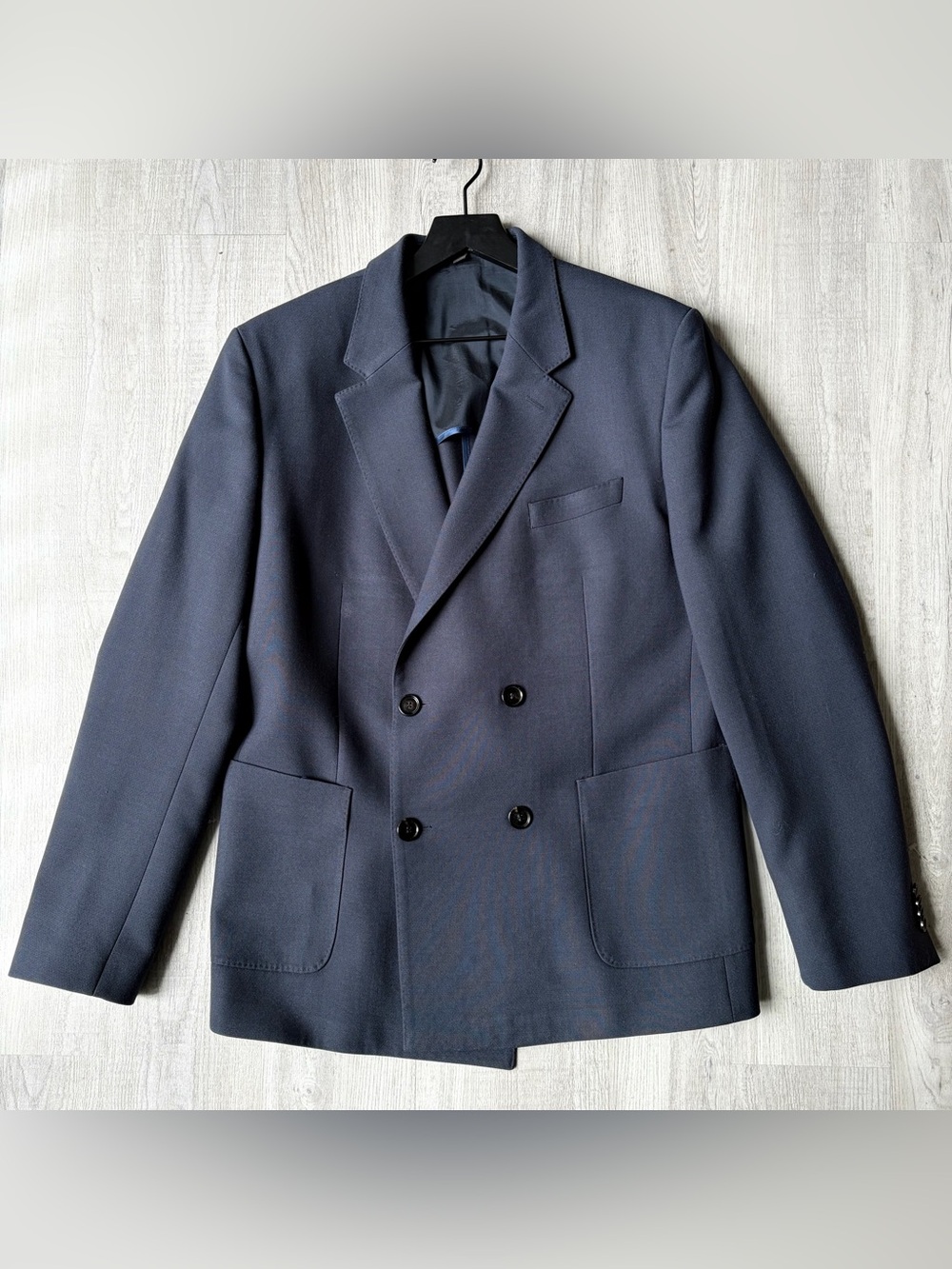 Hugo Boss Soft Constructed Extra Slim Fit Double Breasted Blazer Size 44R Navy